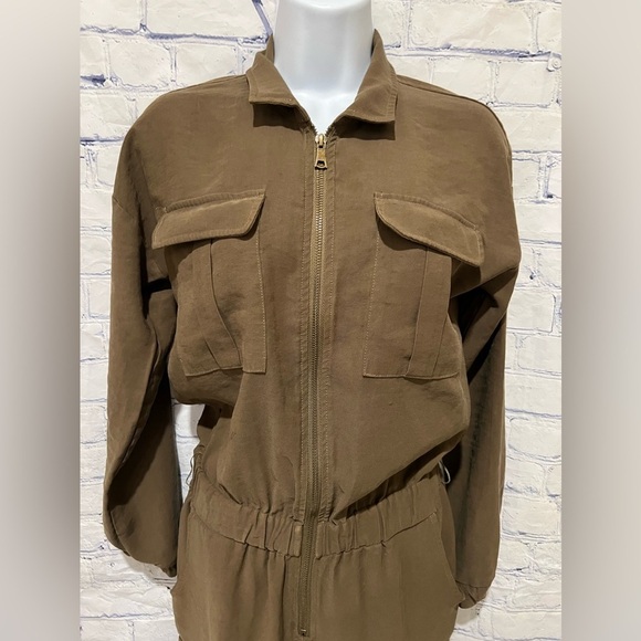 Lilly’s Kloset One Piece Flight Suit Long Sleeve Brown  Jumpsuit Romper S - Picture 3 of 9